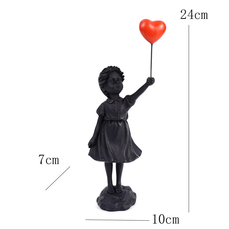 Little Girl With Balloon Art Sculpture Living Room Decorations Decoration Resin - Lumina shop