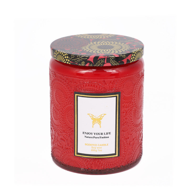 Embossed Glass Fragrance Handmade Gift Aromatherapy Soy Candles - Lumina shop