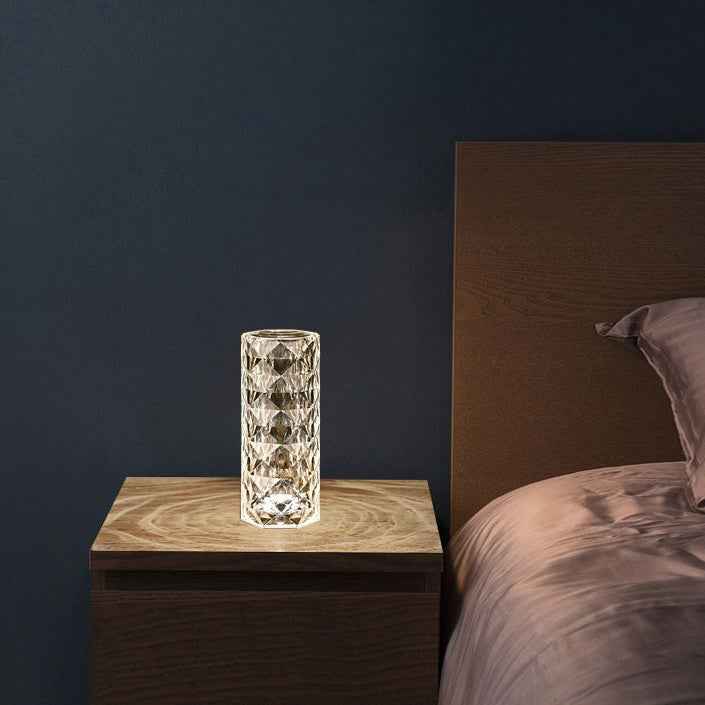 Nordic Crystal Lamp USB Table Lamps Diamond Night Light Rose Projector Lamp Decor