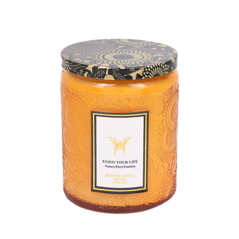 Embossed Glass Fragrance Handmade Gift Aromatherapy Soy Candles - Lumina shop