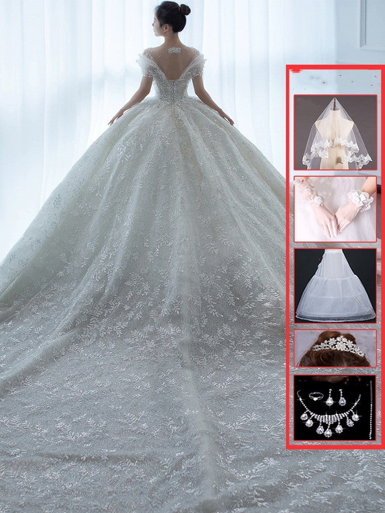 Off Shoulder French Main Wedding Dress - Lumina shop