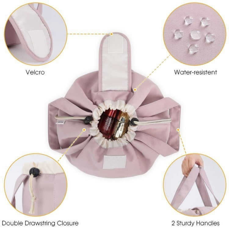 Barrel Drawstring Makeup Bag Large Capacity Women's Cosmetic Bag Toiletries Organizer Pouch Lady Travel Storage Case - Lumina shop