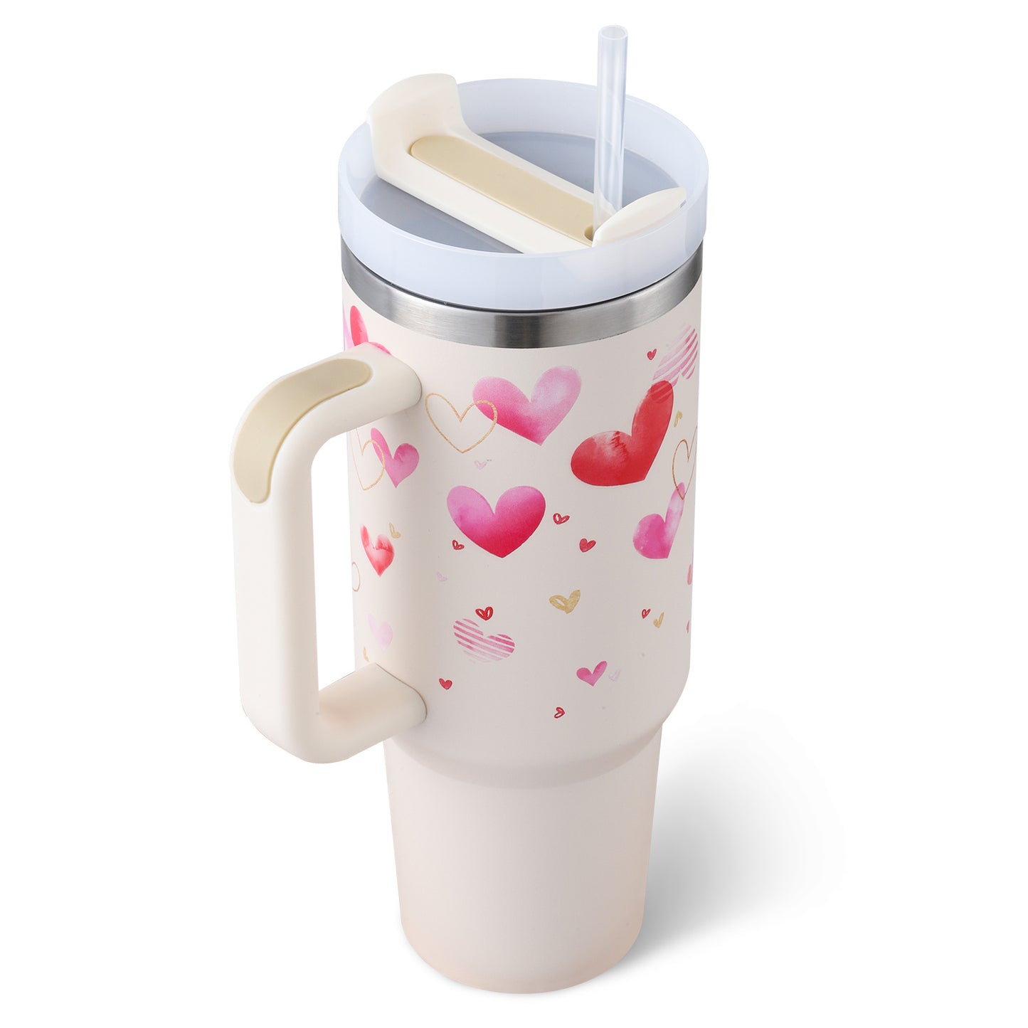 40 Oz Tumbler With Handle Straw Insulated, Stainless Steel Spill Proof Vacuum Coffee Cup Tumbler With Lid Tapered Mug - Lumina shop