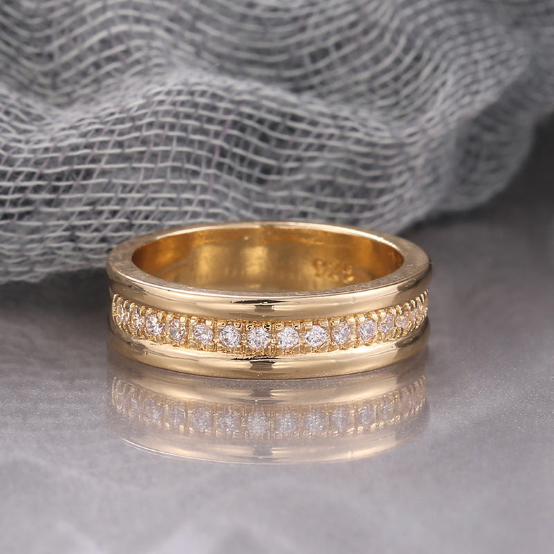 Simple Golden Sliver Rhinestones Ring Copper Plated RIngs Fashion Jewellery - Lumina shop