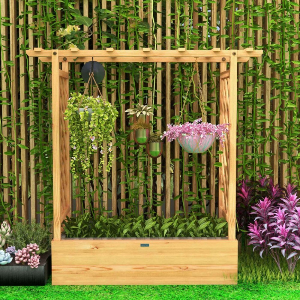 Raised Garden Bed With Trellis Or Climbing Plant And Hanging Roof - Lumina shop