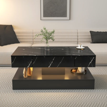 6.93IN High LED Coffee Table,Modern Coffee Table For Large Living Room Furniture,LED Lights - Lumina shop
