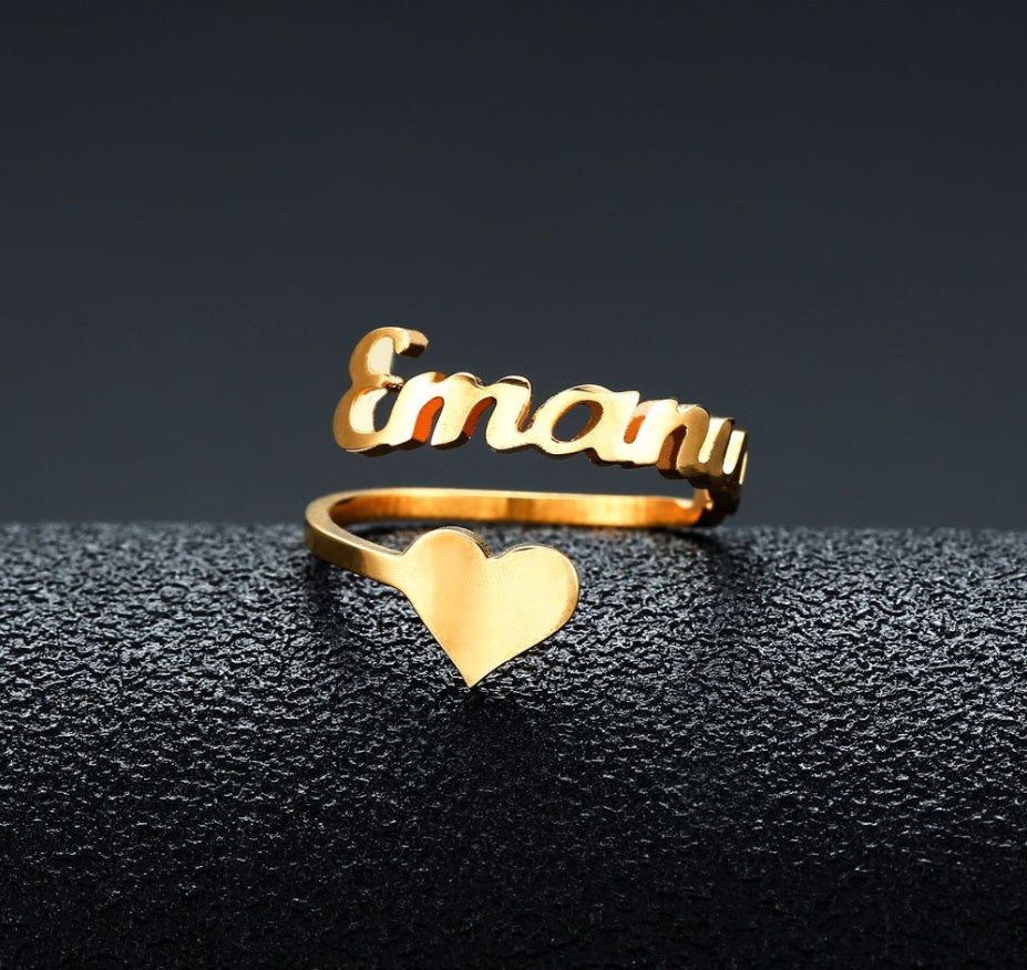 Customized Name Men Women Personalized Love Heart Fashion Stainless Steel Ring