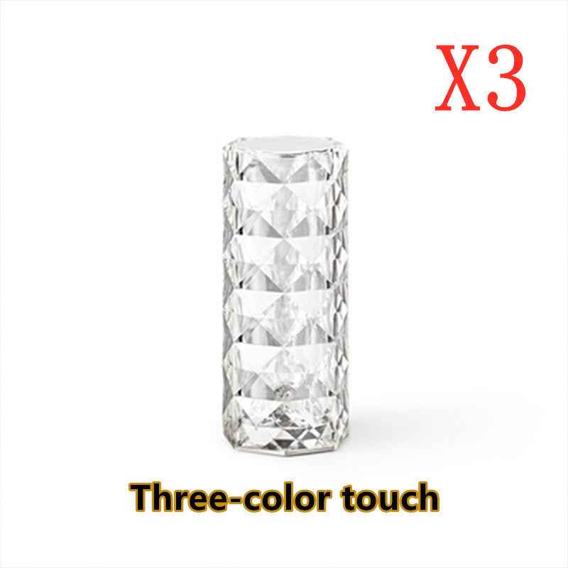 Nordic Crystal Lamp USB Table Lamps Diamond Night Light Rose Projector Lamp Decor