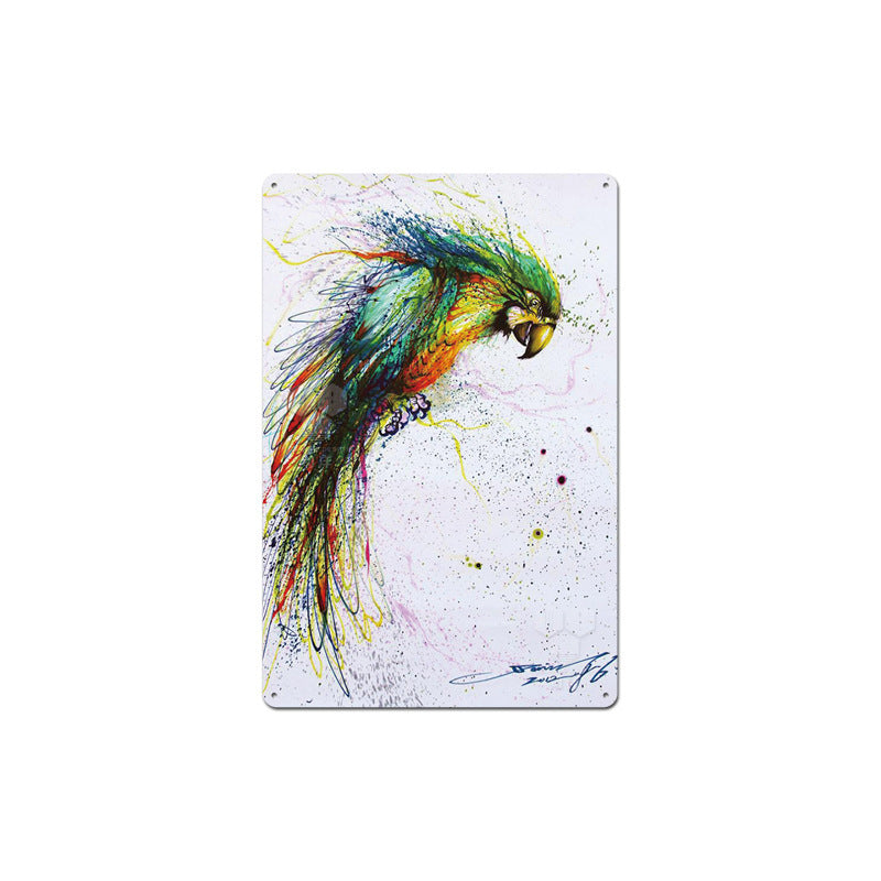 Retro Tin Painting Animal Column Decoration Painting Bar Cafe Mural Background Wall - Lumina shop