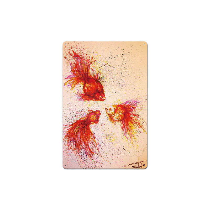 Retro Tin Painting Animal Column Decoration Painting Bar Cafe Mural Background Wall - Lumina shop