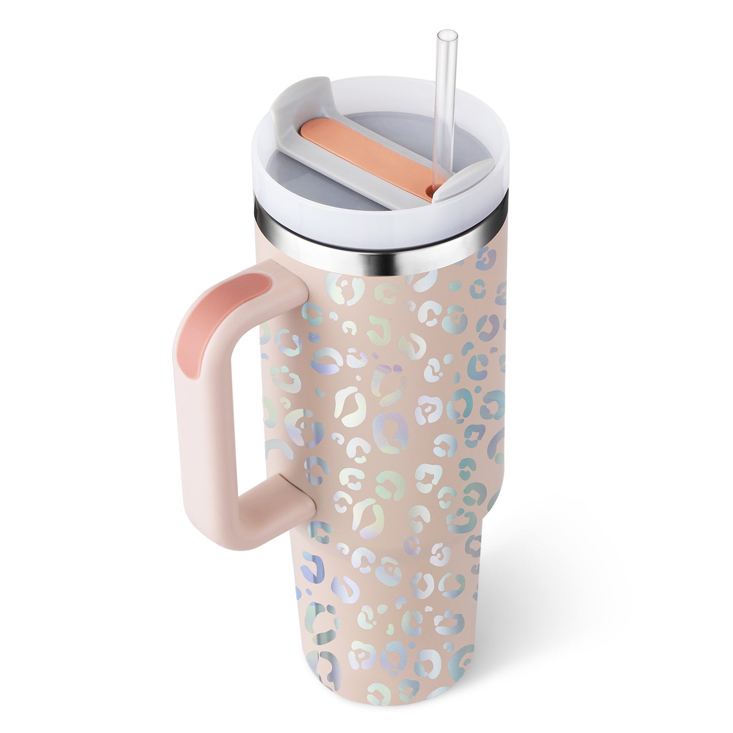 40 Oz Tumbler With Handle Straw Insulated, Stainless Steel Spill Proof Vacuum Coffee Cup Tumbler With Lid Tapered Mug - Lumina shop