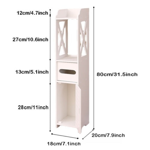 4 Tiers Modern Bathroom Furniture Cabinet Wood Slim Shelf Cupboard Storage Unit. - Lumina shop