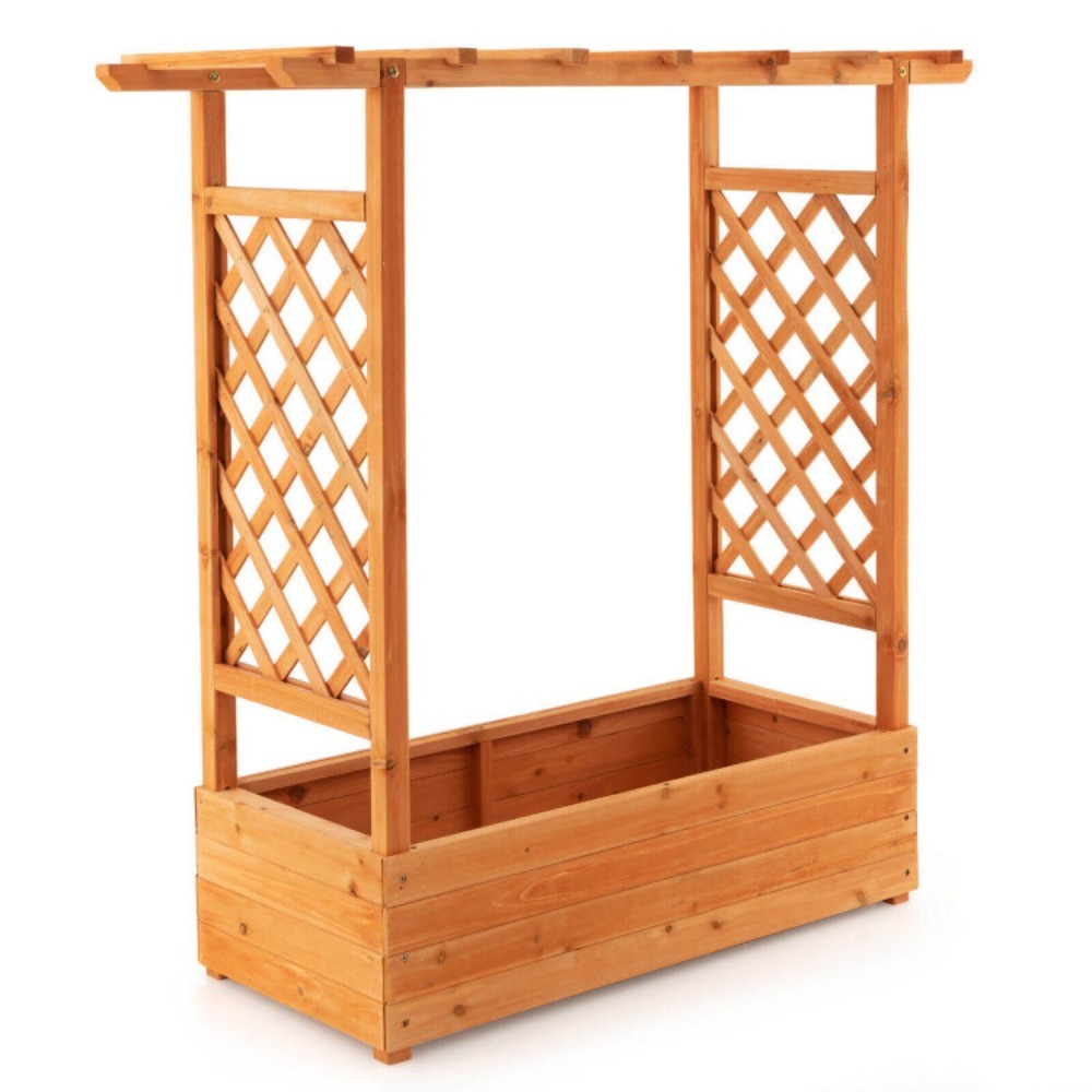 Raised Garden Bed With Trellis Or Climbing Plant And Hanging Roof - Lumina shop
