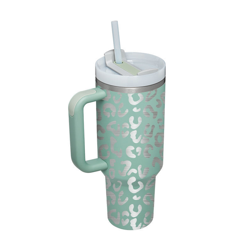 40 Oz Tumbler With Handle Straw Insulated, Stainless Steel Spill Proof Vacuum Coffee Cup Tumbler With Lid Tapered Mug - Lumina shop