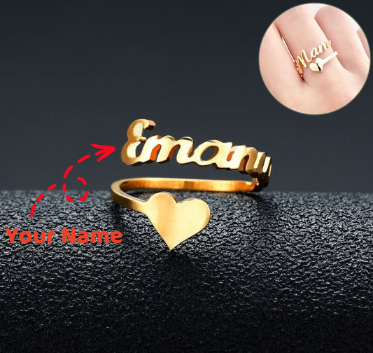 Customized Name Men Women Personalized Love Heart Fashion Stainless Steel Ring