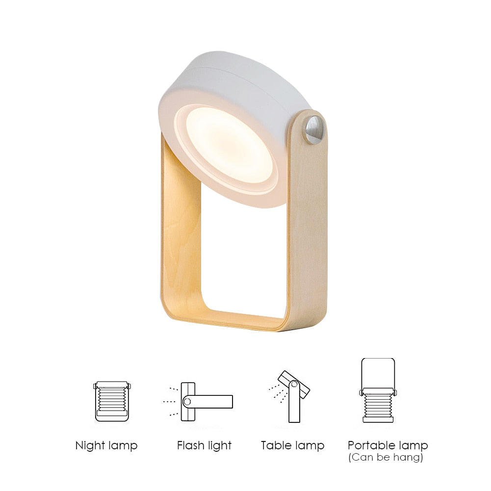Foldable LED Night Light – Portable Dimmable Reading Lantern Lamp USB Rechargeable for Home Decor