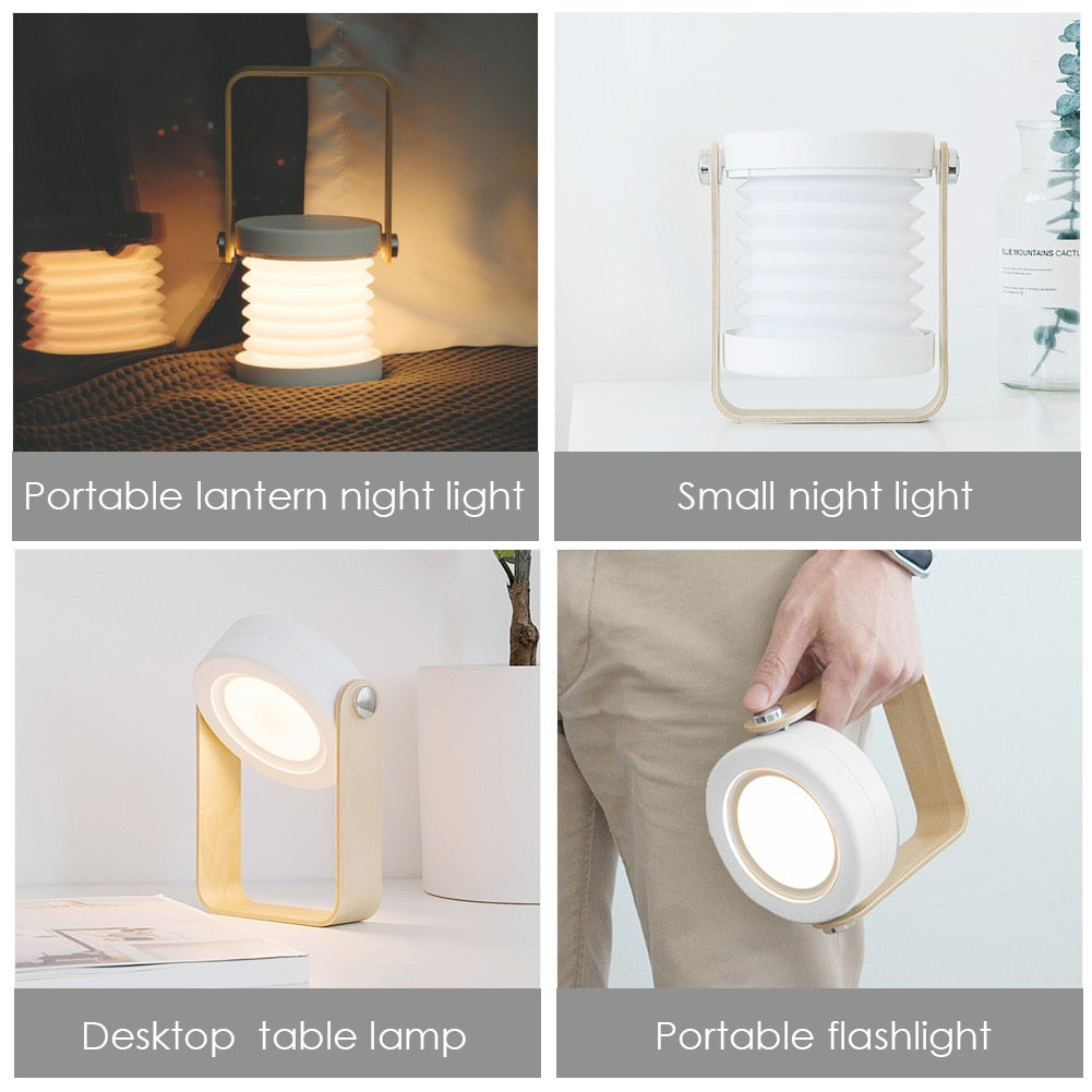 Foldable LED Night Light – Portable Dimmable Reading Lantern Lamp USB Rechargeable for Home Decor