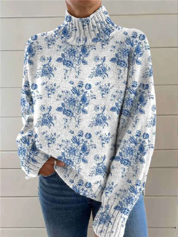 Women's Christmas Turtleneck Sweater Printed
