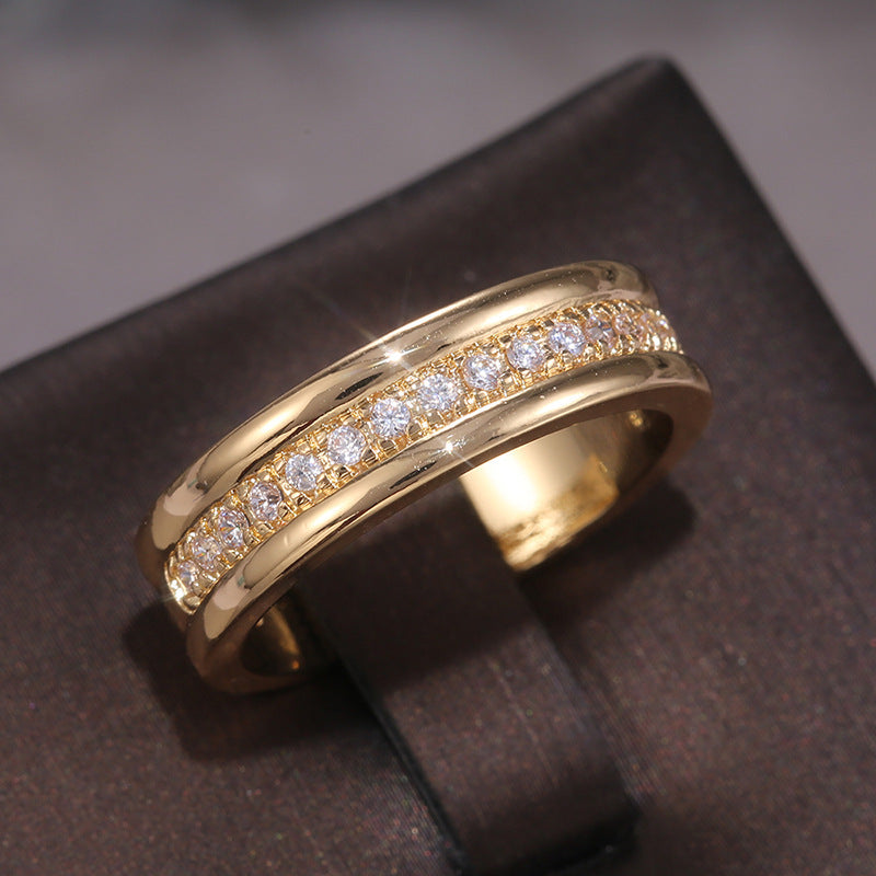 Simple Golden Sliver Rhinestones Ring Copper Plated RIngs Fashion Jewellery - Lumina shop