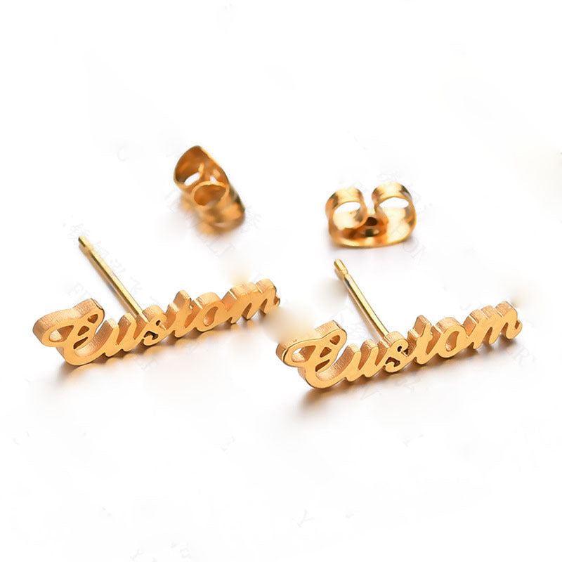 Custom Name Stud Earrings For Women Girl Stainless Steel Jewelry Personalized Nameplate Earrings Daily Wearing Accessories - Lumina shop