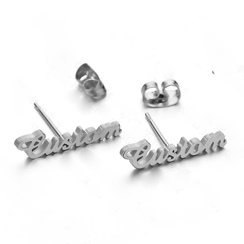 Custom Name Stud Earrings For Women Girl Stainless Steel Jewelry Personalized Nameplate Earrings Daily Wearing Accessories - Lumina shop