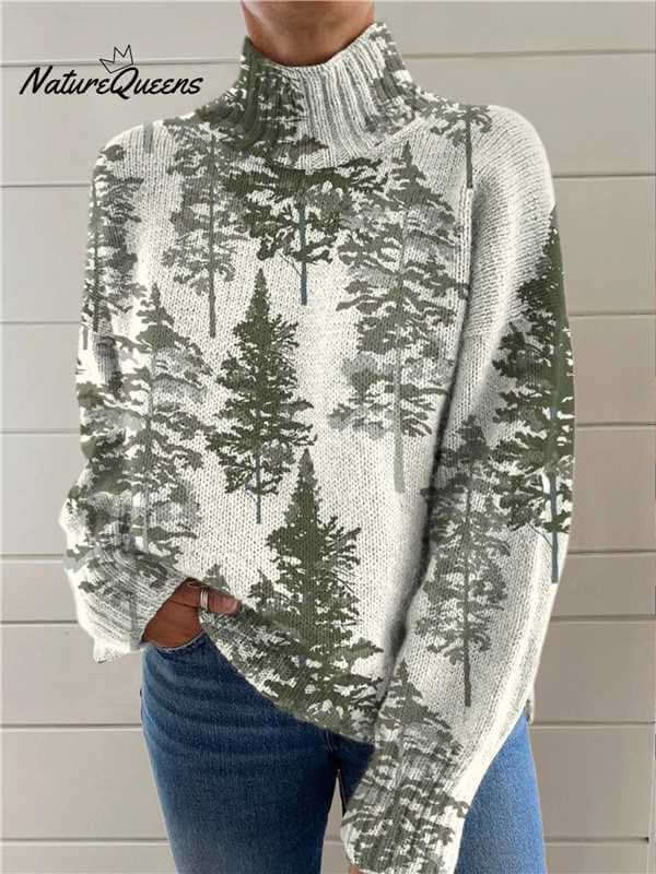 Women's Christmas Turtleneck Sweater Printed