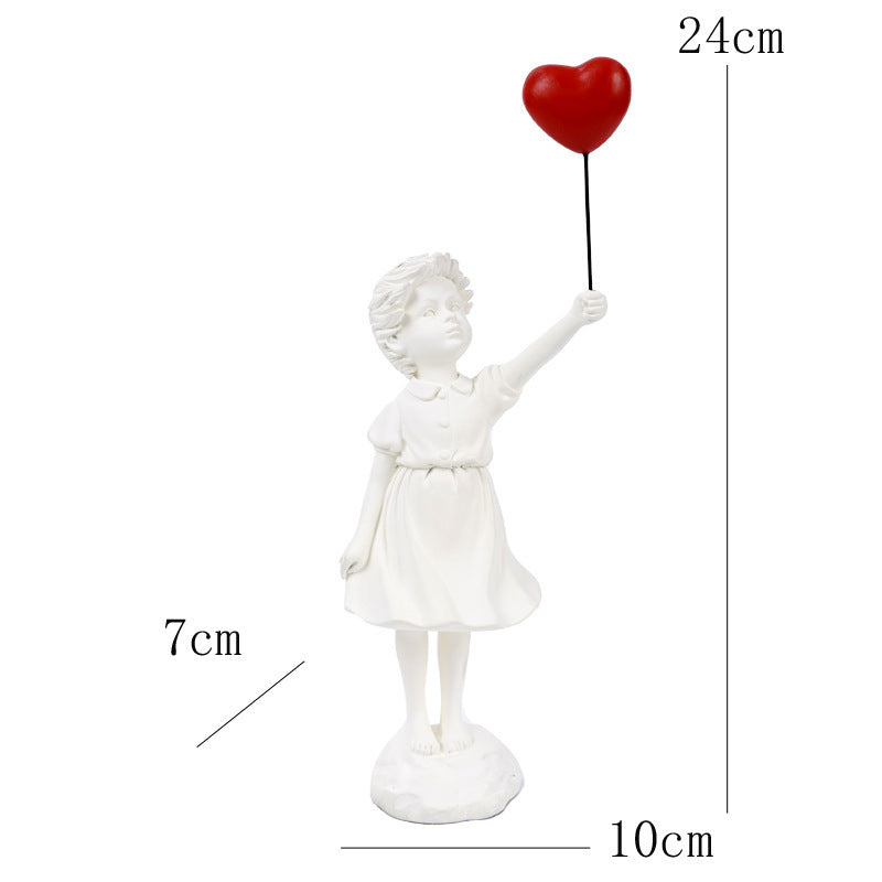 Little Girl With Balloon Art Sculpture Living Room Decorations Decoration Resin - Lumina shop