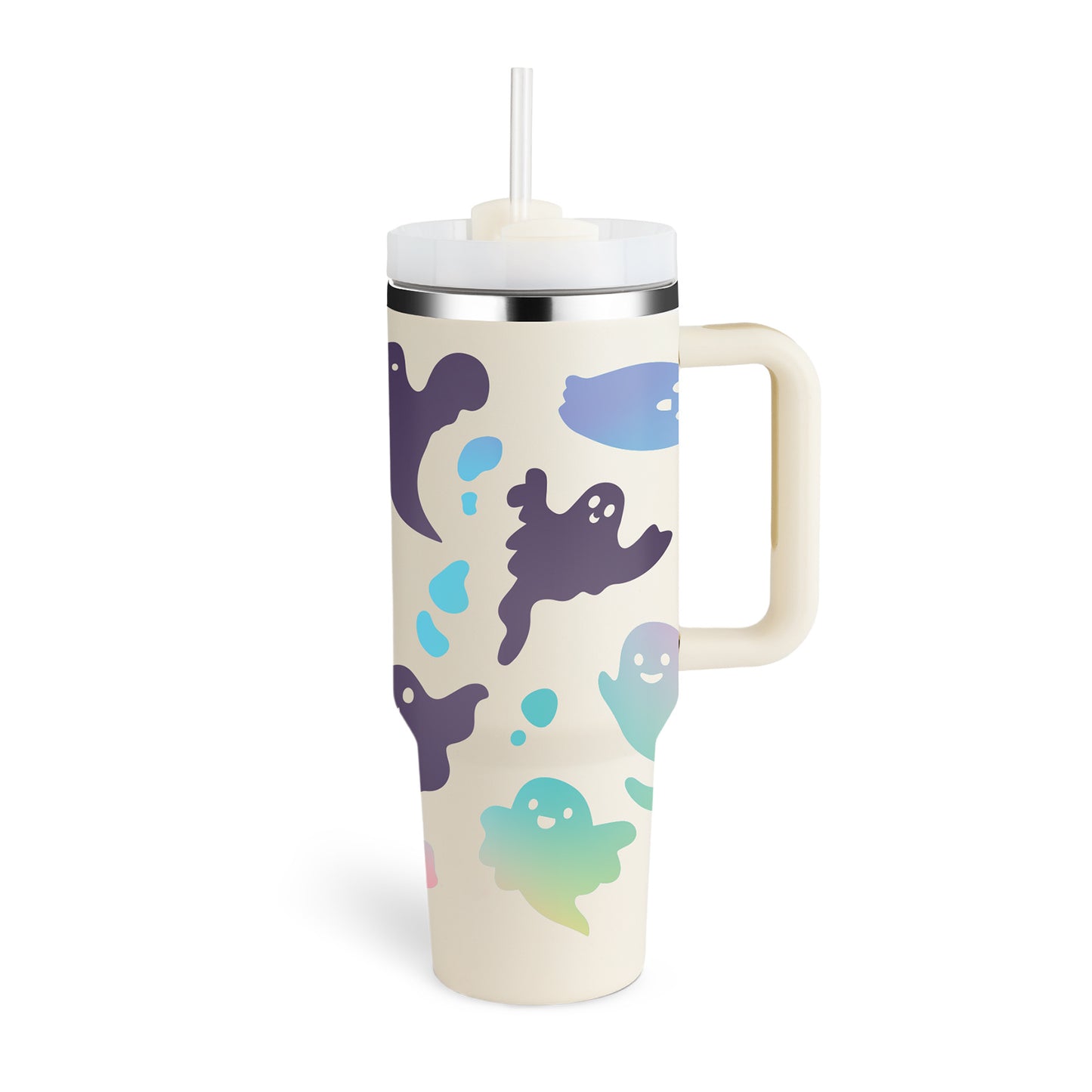 40 Oz Tumbler With Handle Straw Insulated, Stainless Steel Spill Proof Vacuum Coffee Cup Tumbler With Lid Tapered Mug - Lumina shop