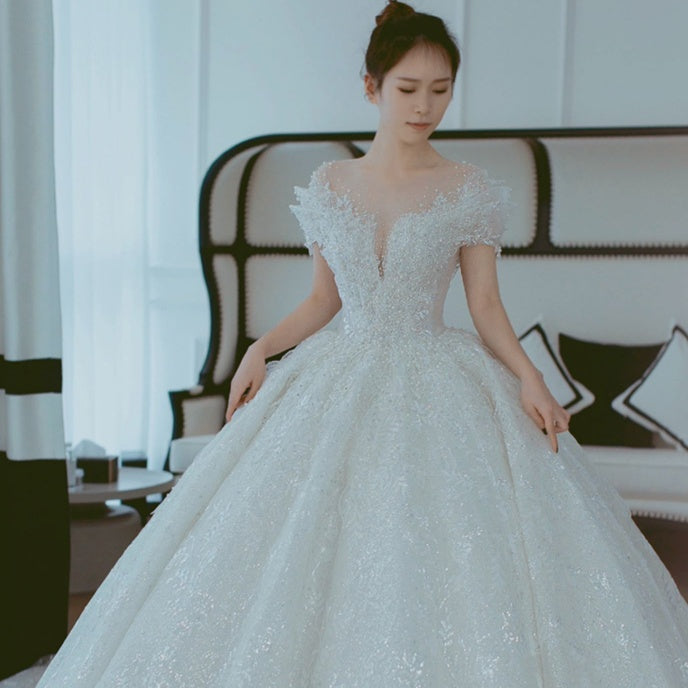 Off Shoulder French Main Wedding Dress - Lumina shop