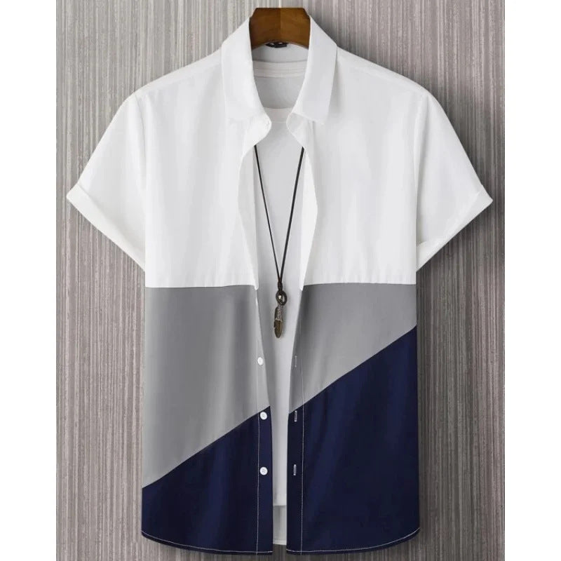 Fashion Trendy Men's Shirt Digital Printing Casual Breathable Stand Collar Short Sleeve - Lumina shop