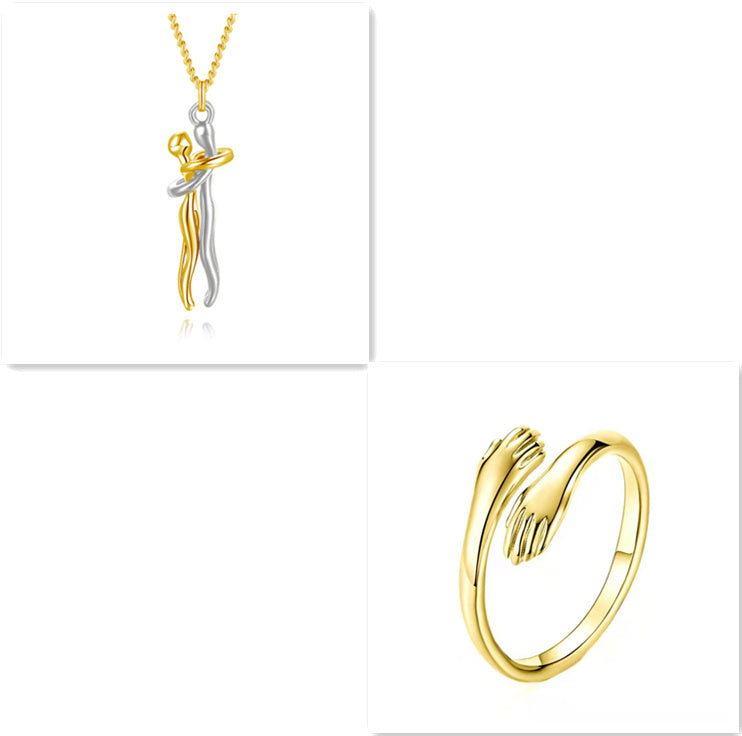 Love Hug Necklace Unisex Men Women Couple Jewelry Simple Temperament Clavicle Chain Valentines Day Lover Gift - Lumina shop