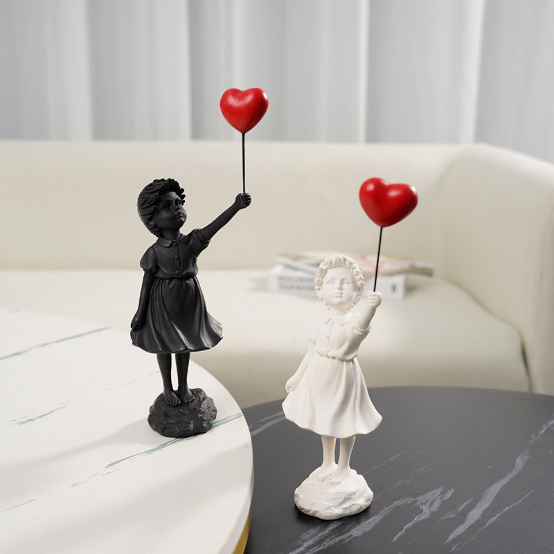 Little Girl With Balloon Art Sculpture Living Room Decorations Decoration Resin - Lumina shop