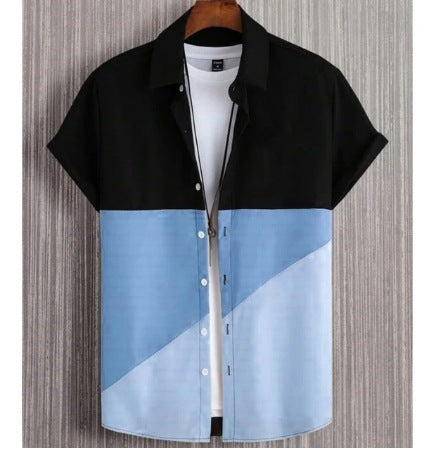 Fashion Trendy Men's Shirt Digital Printing Casual Breathable Stand Collar Short Sleeve - Lumina shop