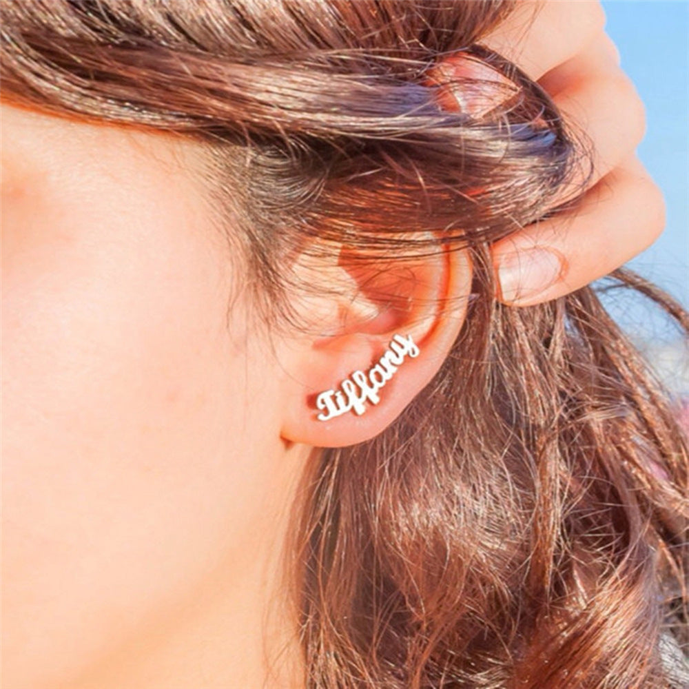 Custom Name Stud Earrings For Women Girl Stainless Steel Jewelry Personalized Nameplate Earrings Daily Wearing Accessories - Lumina shop