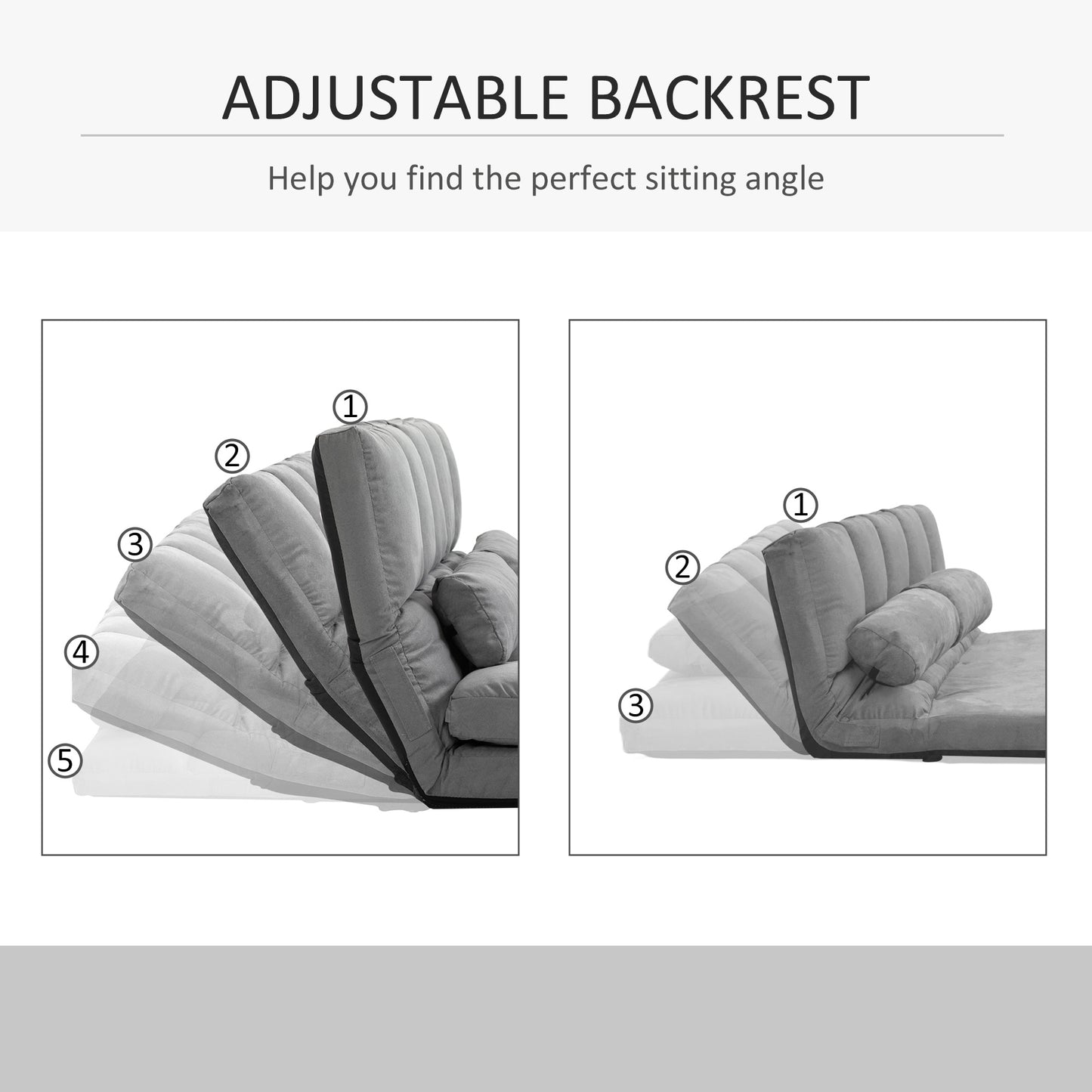 Folding Upholstered Couch Bed Gray Convertible Floor Sofa Chair Metal Frame Pillows - Lumina shop