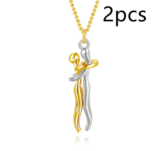 Love Hug Necklace Unisex Men Women Couple Jewelry Simple Temperament Clavicle Chain Valentines Day Lover Gift - Lumina shop