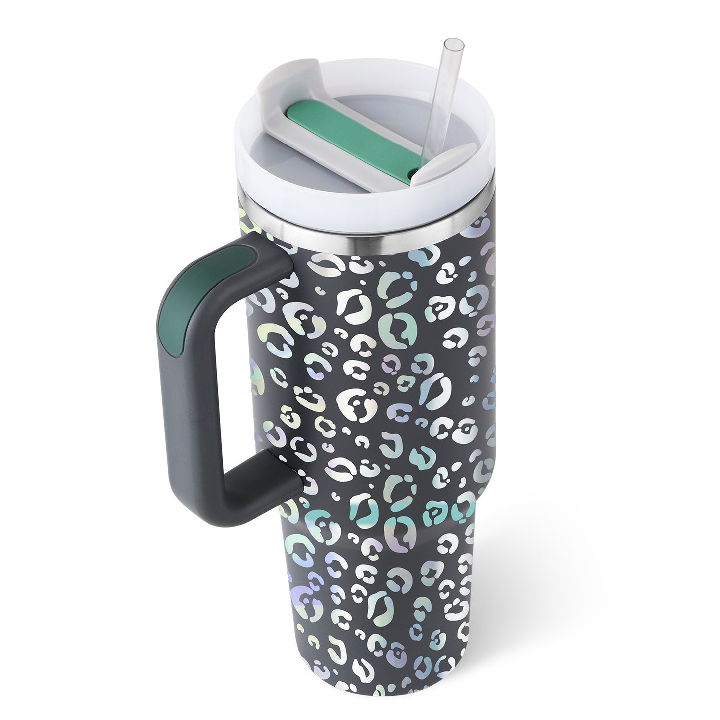 40 Oz Tumbler With Handle Straw Insulated, Stainless Steel Spill Proof Vacuum Coffee Cup Tumbler With Lid Tapered Mug - Lumina shop