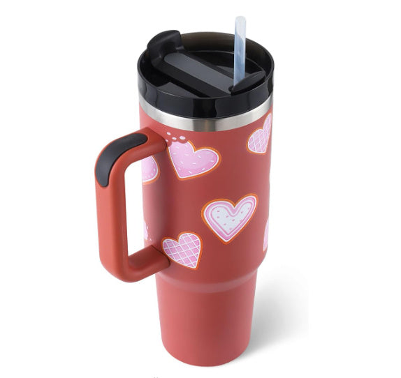 40 Oz Tumbler With Handle Straw Insulated, Stainless Steel Spill Proof Vacuum Coffee Cup Tumbler With Lid Tapered Mug - Lumina shop