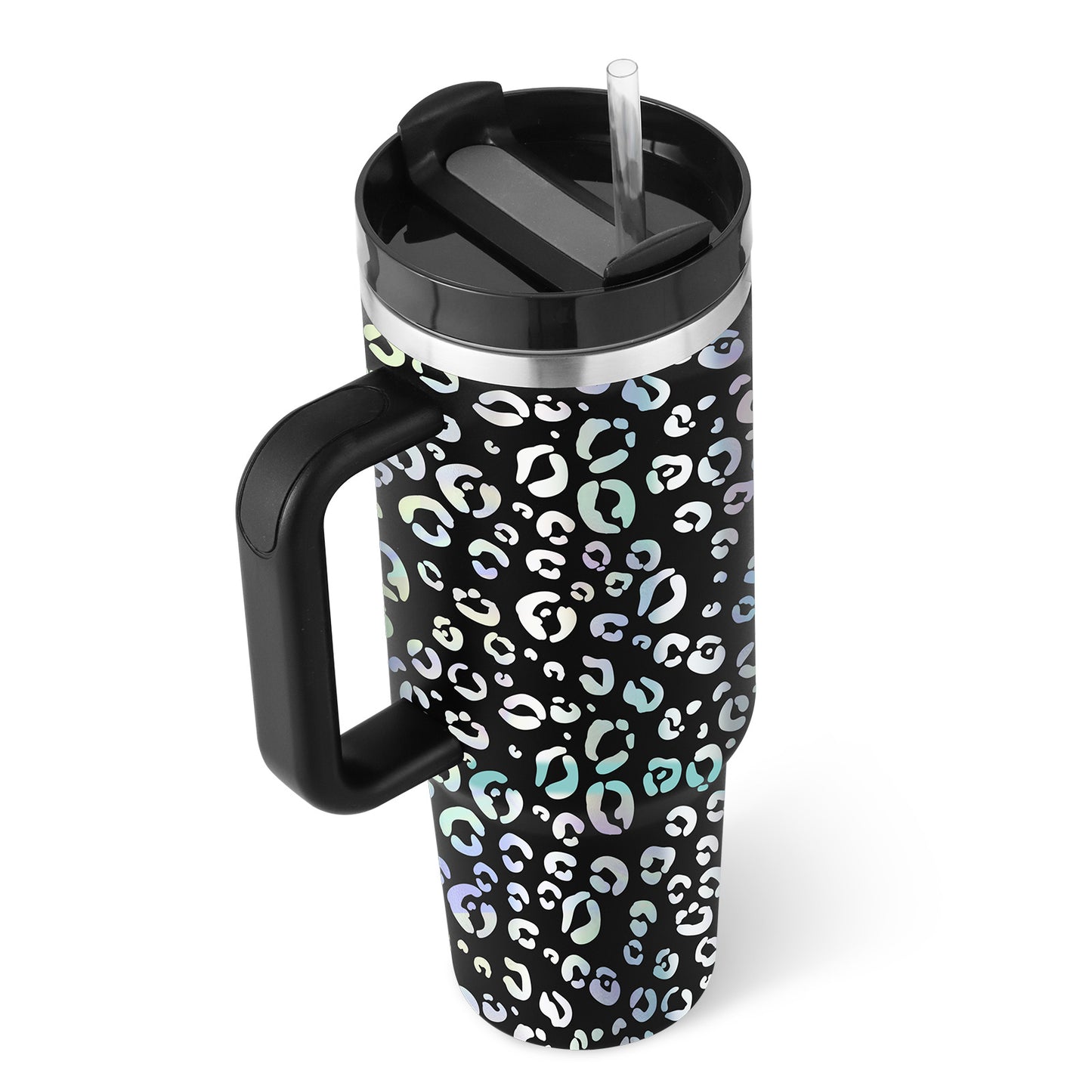 40 Oz Tumbler With Handle Straw Insulated, Stainless Steel Spill Proof Vacuum Coffee Cup Tumbler With Lid Tapered Mug - Lumina shop