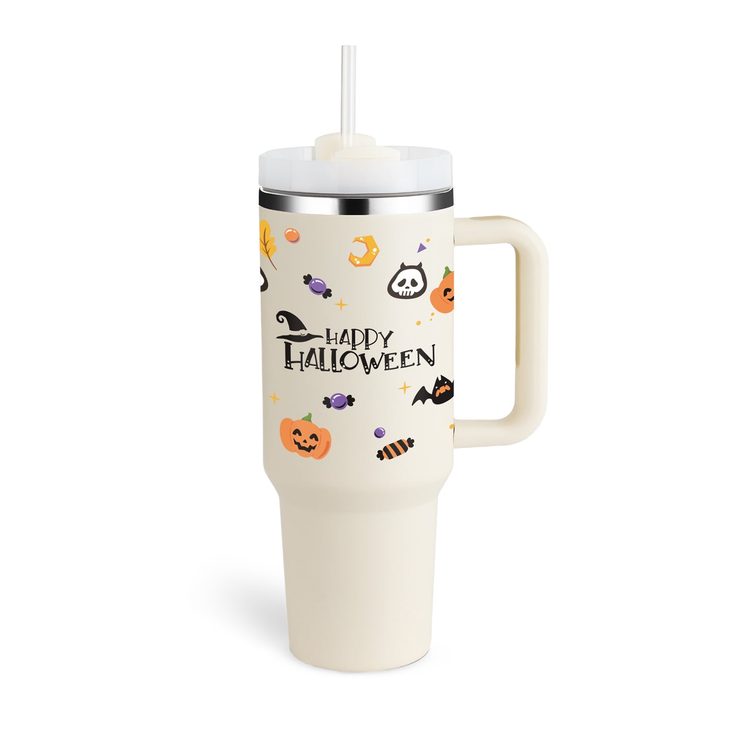 40 Oz Tumbler With Handle Straw Insulated, Stainless Steel Spill Proof Vacuum Coffee Cup Tumbler With Lid Tapered Mug - Lumina shop