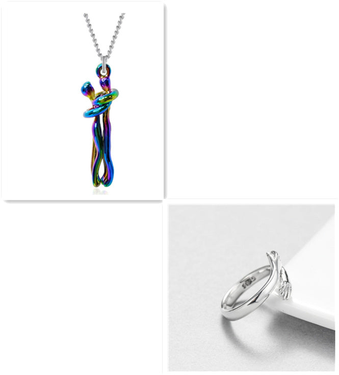 Love Hug Necklace Unisex Men Women Couple Jewelry Simple Temperament Clavicle Chain Valentines Day Lover Gift - Lumina shop