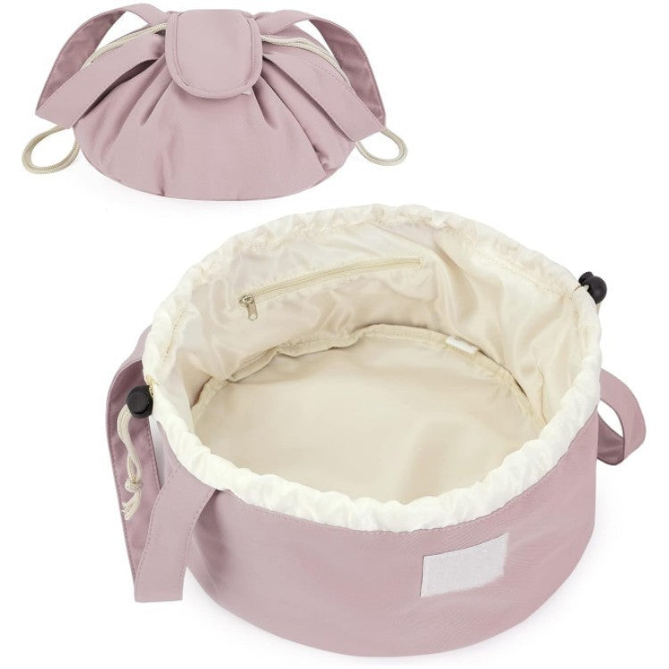 Barrel Drawstring Makeup Bag Large Capacity Women's Cosmetic Bag Toiletries Organizer Pouch Lady Travel Storage Case - Lumina shop