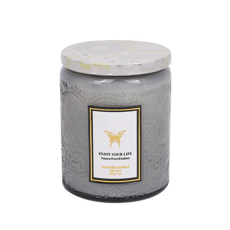 Embossed Glass Fragrance Handmade Gift Aromatherapy Soy Candles - Lumina shop