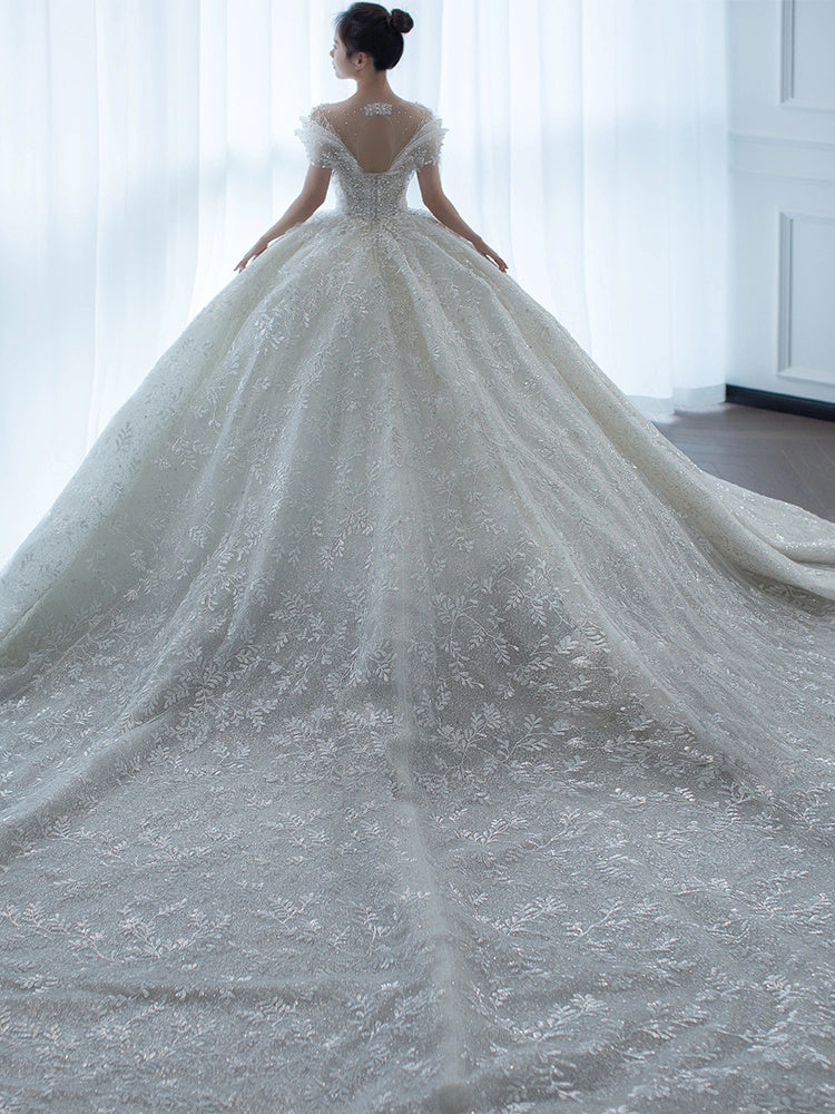 Off Shoulder French Main Wedding Dress - Lumina shop