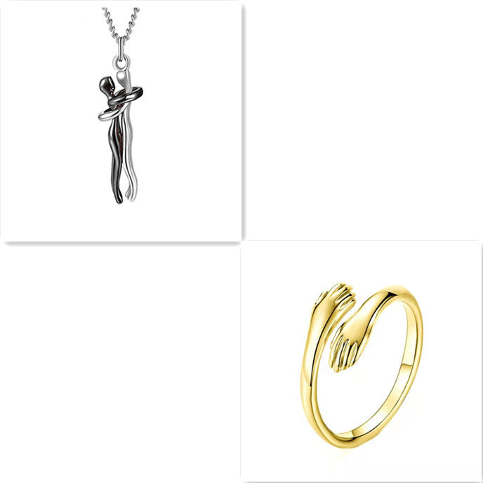 Love Hug Necklace Unisex Men Women Couple Jewelry Simple Temperament Clavicle Chain Valentines Day Lover Gift - Lumina shop
