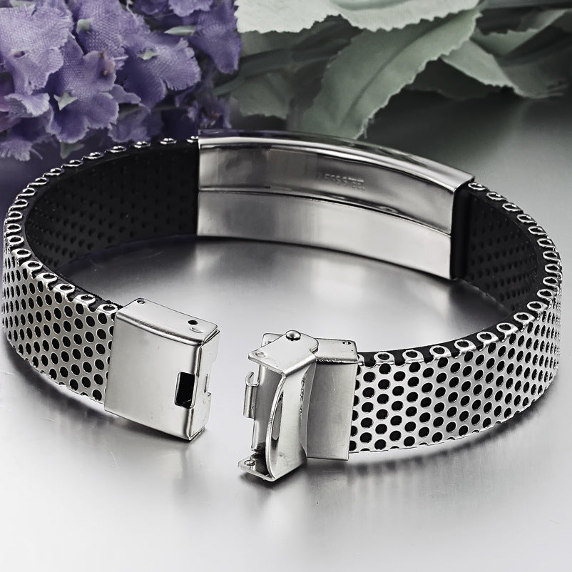 Men's titanium leather bracelet - Lumina shop