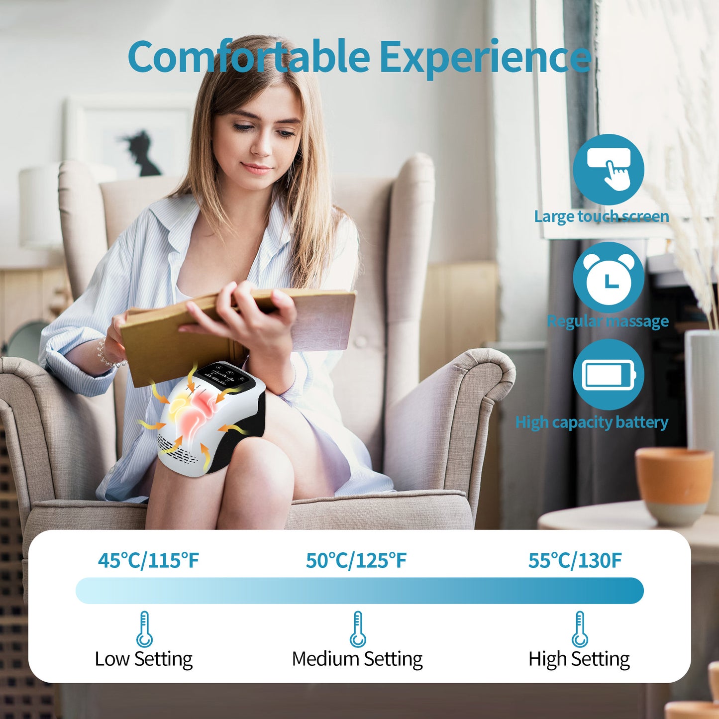 Intelligent Home Use Electric Intelligent Kneading Heating Knee Massager Rechargeable Pain Relief Infrared Laser Vibration Knee Massager - Lumina shop