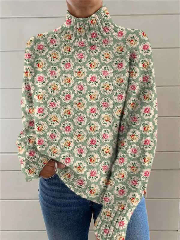 Women's Christmas Turtleneck Sweater Printed