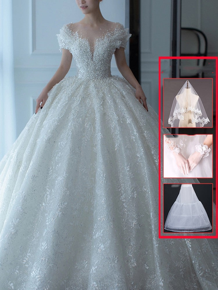 Off Shoulder French Main Wedding Dress - Lumina shop