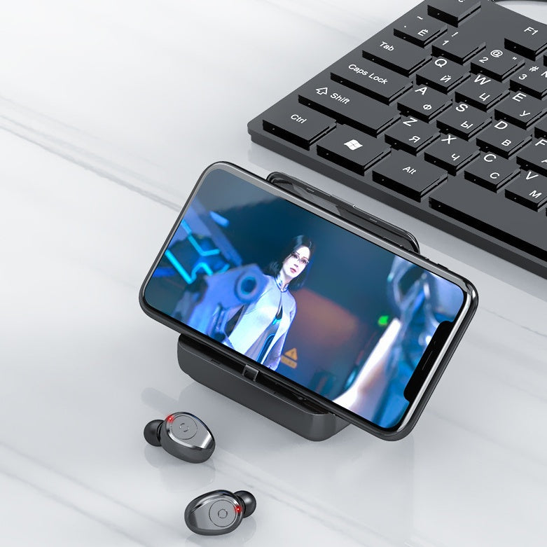 Multifunction Bluetooth Headset Binaural Movement Power Bank Phone Support - Lumina shop